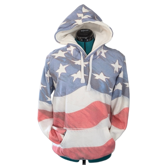 American Flag Fleece Lined Hooded Sweatshirt - Picture 2 of 11